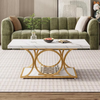 Coffee Table, 120CM Coffee Tables for Living Room, 2-Tier Faux Marble Coffee Tab