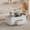 Coffee Table to Dining Table w/ Lift Top, Storage Drawer & 4 Hidden Stools White