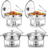 Wilprep 6qt Chafing Dish Buffet Set of 4 Stainless Steel Food Warmers Party 5.5L