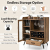 Industrial Storage Cabinet Wooden Cupboard Buffet Sideboard W/ Wine Glass Holder