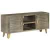 TV Cabinet Solid Wood Grey with Brass 110x30x48 Z3P3