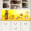 Kitchen Tall Storage Cabinet w/ LED Lights, Countertop, 6 Drawers & Glass Doors