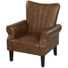 Upholstered Modern Accent Chair, Armchair with Wood Legs, Brown