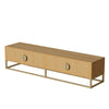 180cm TV Media Stand Unit w/ Wood Grain, 4 Cabinet Doors & Semi-Circular Handles