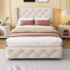 3FT UPHOLSTERED SINGLE BED FRAME WITH LINEN TUFTED HEADBOARD & WING SIDE BEIGE