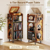 Record Player Stand, 4-Tier Vinyl Record Storage Cabinet Holds up to 300+ Albums