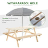 6 Seater Wooden Picnic Table and Bench Set with Parasol Hole for Garden Patio