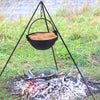 1 set of Outdoor Cast Iron Pot Camping Hanging Cookware Cooking Pot with Lid