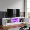 150cm White High Gloss TV Stand Cabinet TV Unit with LED Lights Storage Doors