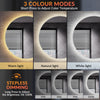 Round Bathroom Mirror with Bluetooth Demister Illuminated 3 LED Lights 600x600mm