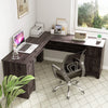 Home Office Study Workstation L-Shaped Corner Computer Desk w/ Cabinet