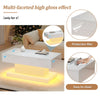 Coffee Table White High Gloss with App Controlled LED & Drawers for Living Room