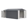 10x14FT Galvanized Metal Garden Shed Lockable Door Tool Storage shed, Grey