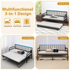 Single Size Metal Sofa Bed Frame with Trundle-Black