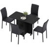Dining Table Set Folding Drop Leaf Table with Storage 4 Chairs