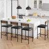 Bar Stool Set of 4 Upholstered Chair w/ Back Footrest for Island Dining kitchen