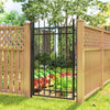 Galvanised Steel Garden Fence Gate Door with Lock Handle for Entrance Way, Black