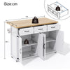 Kitchen Island on Wheels, Rolling Kitchen Storage Trolley with Foldable Tabletop