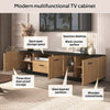 180cm TV Stand Media Unit w/ 3 Doors, LED Strips and Glass Shelves, TV Cabinet
