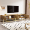 Modern TV Stand Cabinet 180cm w/ Wood Grain, 4 Doors and Semi-Circular Handles