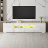 200cm All High Gloss White TV Stand Cabinet Unit Doors Storage with LED Cupboard