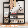Coat Rack Shoe Bench with Storage Cubbies, Hooks & Top Shelf，Entryway Organizer
