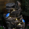 Serenity Cascading Tree Trunk Water Feature with Kingfisher Garden Fountain LED