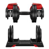 Black Adjustable Rotation Weight Gym Dumbbells 2 x 24kg - Pair Set (48KG Total)