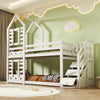 Kids Bunk Beds Double Pine Wooden Bunk Bed With Stairs 3FT Single Size Bed Frame
