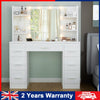 Large Dressing Table Wood Makeup Desk with Hollywood LED Mirror 7 Drawer Hvrpylm