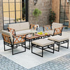 Metal Sectional Sofa Set w/ Cushions & Bungee Rope Seat