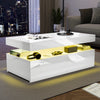 High Gloss LED Coffee Table With Storage Wooden 2 Drawer Living Room Furniture