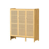 XXL Rattan Shoe Cabinet Elevated 5-Tier Shoe Rack Entrance Closet Dustproof Door