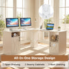 Farmhouse Computer Corner Desk with Storage Cabinets