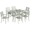 7 Pieces Garden Dining Set with Stackable Chairs with Umbrella Hole