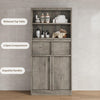 Bathroom Cabinet,51" Freestanding Storage Unit w/Doors&2-Drawer,White/Black/Gray