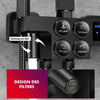 Bathroom Thermostatic Mixer Shower Set Square Black Twin Head Exposed Valve