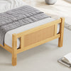 Wooden Bed Frame 3ft Single Bed Pine Wood with Rattan Headboard & Footboard