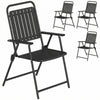 Folding Garden Chairs Set of 4 Garden Dining Chairs, Slatted Seat, Black