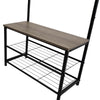 Coat Rack Stand with Shoe Storage Bench 9 Hooks Rustic 2 Colours Entrance Hall