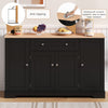Sideboard Kitchen Cabinet with Drawer, Shelf Doors & Adjustable Shelves, Black