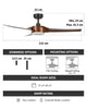 VONLUCE 52" Modern Ceiling Fan w Light & Remote 6 Speeds Reversible Motor 132cm