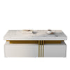 Coffee Table with Drawers Storage White Wooden Centre Table for Living Room