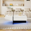Coffee Table LED Lights with Drawers White High Gloss Modern Living Room