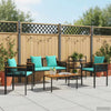Outdoor Furniture Set Black and Turquoise Poly Rattan