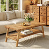 120cm Solid Wood Coffee Table, Farmhouse Rectangle Center Table for Living Room