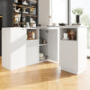 Kitchen Island Breakfast Bar Dining Table with Storage Cabinet Cupboard White