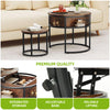 2-Piece Nesting Coffee Tables - Round Lift-Top with Storage, Adjustable