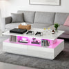 High Gloss LED Coffee Table With Storage 4 Drawers Modern Living Room Oxebnievwb