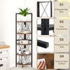 5 tier Corner Bookshelf 160 CM Tall Corner Storage Shelves-Coffee